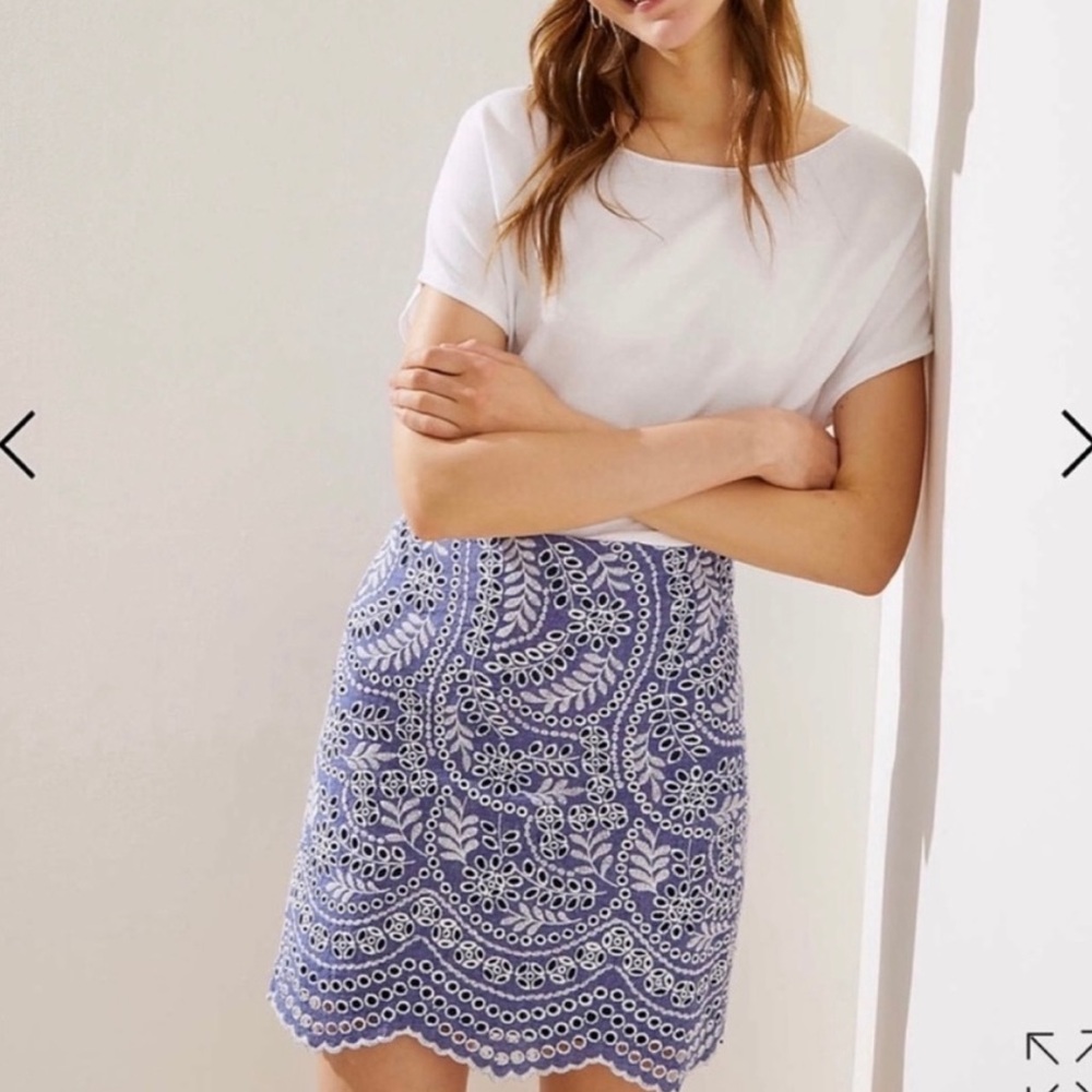 Loft Scallop Eyelet High Rise Skirt